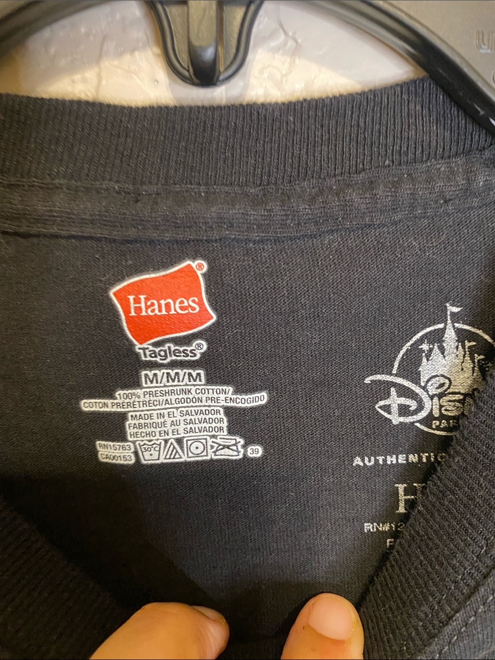 Disney Authentic Mickey Mouse Hanes Black Tee size M Unisex - Picture 2 of 4